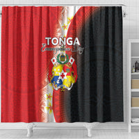 Tonga Emancipation Day Shower Curtain Tongan Ngatu Pattern With Plumeria