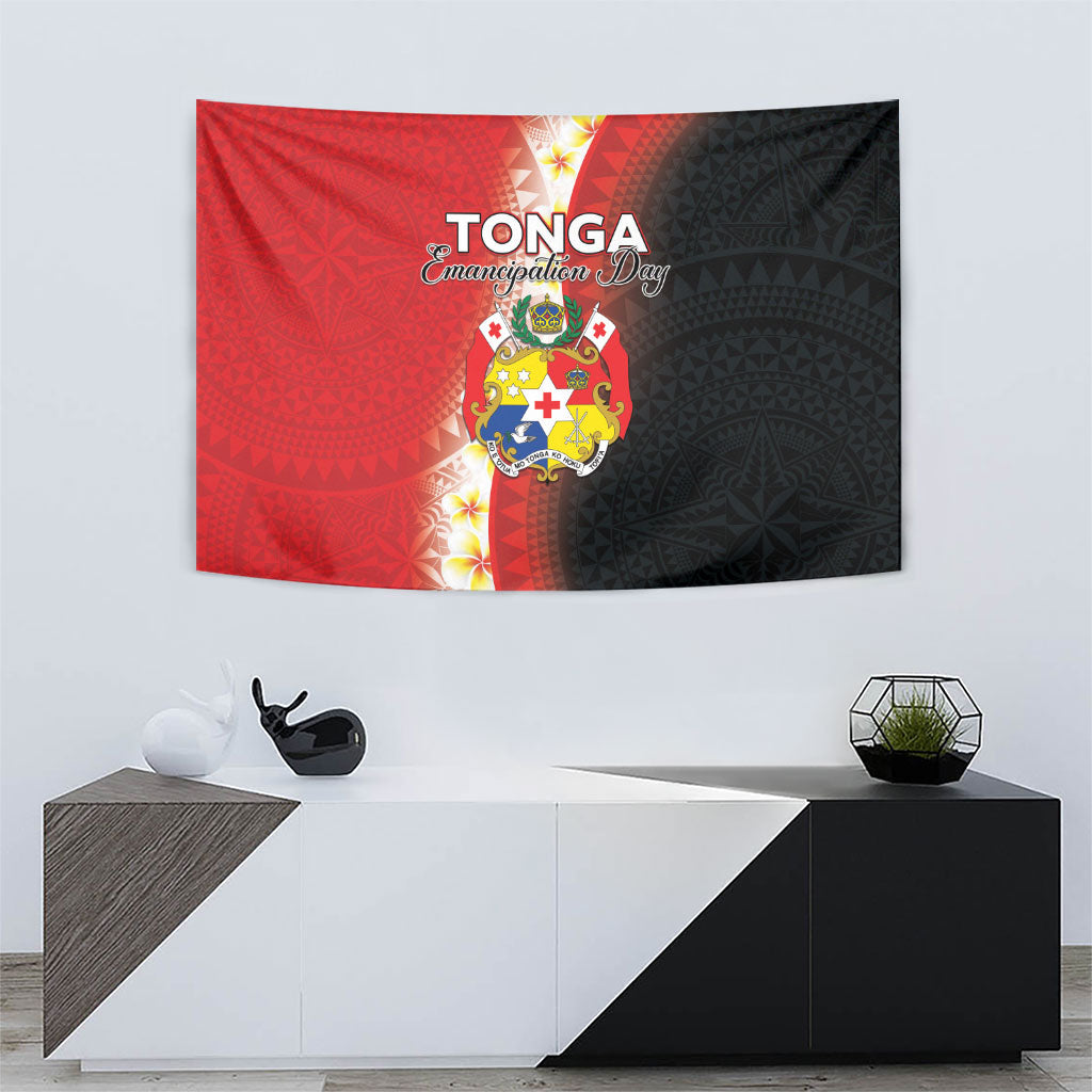 Tonga Emancipation Day Tapestry Tongan Ngatu Pattern With Plumeria