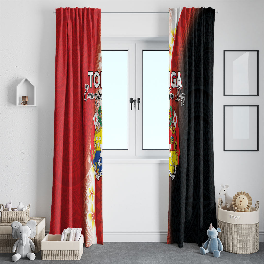 Tonga Emancipation Day Window Curtain Tongan Ngatu Pattern With Plumeria