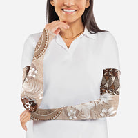 Tonga Ngatu Motifs Arm Sleeves With Coat Of Arms Beige LT05 - Polynesian Pride