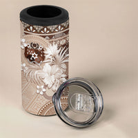 Tonga Ngatu Motifs 4 in 1 Can Cooler Tumbler With Coat Of Arms Beige