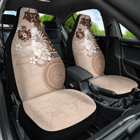 Tonga Ngatu Motifs Car Seat Cover With Coat Of Arms Beige