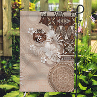 Tonga Ngatu Motifs Garden Flag With Coat Of Arms Beige LT05 Garden Flag Beige - Polynesian Pride