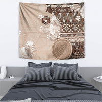 Tonga Ngatu Motifs Tapestry With Coat Of Arms Beige