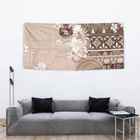 Tonga Ngatu Motifs Tapestry With Coat Of Arms Beige