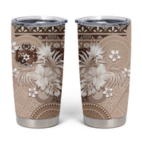 Tonga Ngatu Motifs Tumbler Cup With Coat Of Arms Beige