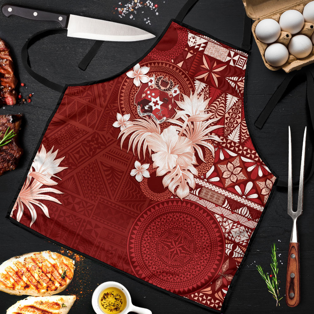 Tonga Ngatu Motifs Apron With Coat Of Arms Red