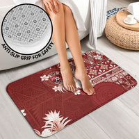 Tonga Ngatu Motifs Bathroom Set With Coat Of Arms Red