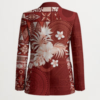 Tonga Ngatu Motifs Blazer With Coat Of Arms Red