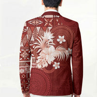 Tonga Ngatu Motifs Blazer With Coat Of Arms Red