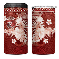 Tonga Ngatu Motifs 4 in 1 Can Cooler Tumbler With Coat Of Arms Red LT05 One Size: 16 oz Red - Polynesian Pride