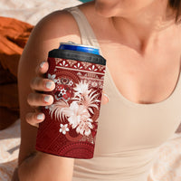Tonga Ngatu Motifs 4 in 1 Can Cooler Tumbler With Coat Of Arms Red LT05 - Polynesian Pride