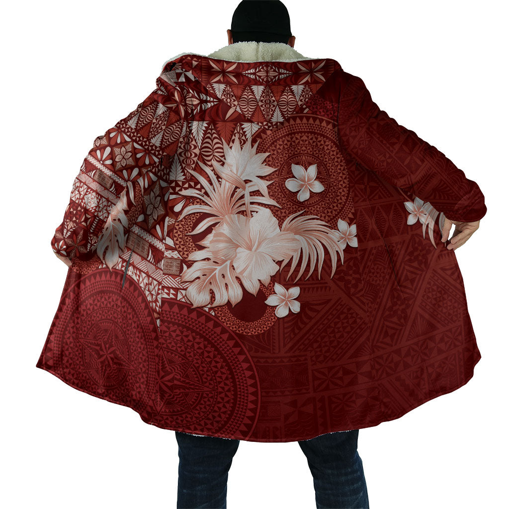 Tonga Ngatu Motifs Cloak With Coat Of Arms Red