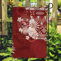 Tonga Ngatu Motifs Garden Flag With Coat Of Arms Red LT05 Garden Flag Red - Polynesian Pride