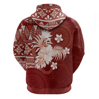 Tonga Ngatu Motifs Hoodie With Coat Of Arms Red LT05 - Polynesian Pride