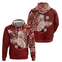 Tonga Ngatu Motifs Hoodie With Coat Of Arms Red LT05 - Polynesian Pride