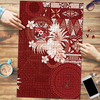 Tonga Ngatu Motifs Puzzle With Coat Of Arms Red