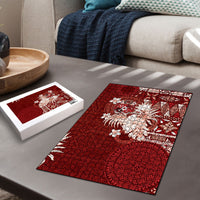 Tonga Ngatu Motifs Puzzle With Coat Of Arms Red
