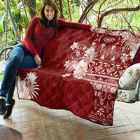 Tonga Ngatu Motifs Quilt With Coat Of Arms Red