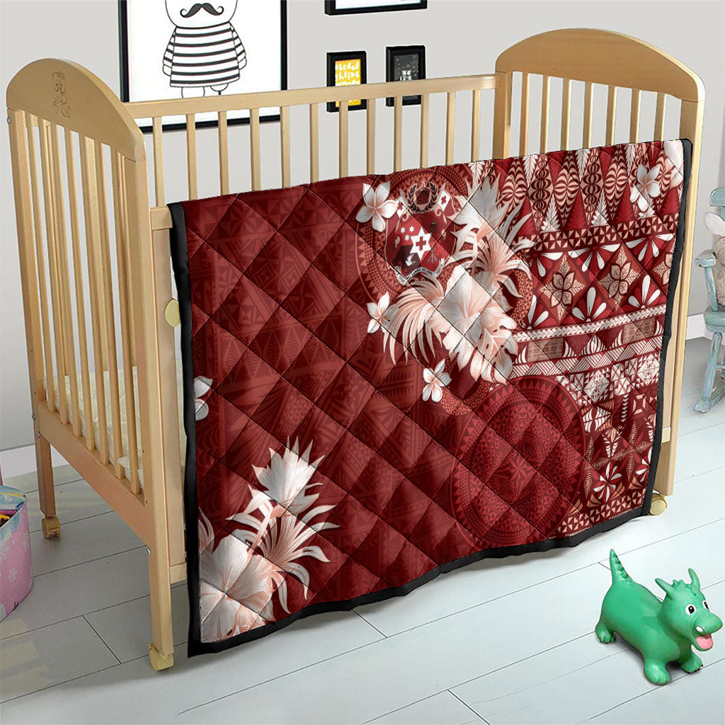 Tonga Ngatu Motifs Quilt With Coat Of Arms Red