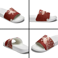 Tonga Ngatu Motifs Slide Sandals With Coat Of Arms Red