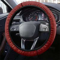Tonga Ngatu Motifs Steering Wheel Cover With Coat Of Arms Red