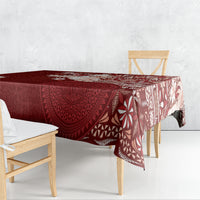 Tonga Ngatu Motifs Tablecloth With Coat Of Arms Red