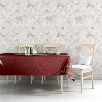 Tonga Ngatu Motifs Tablecloth With Coat Of Arms Red