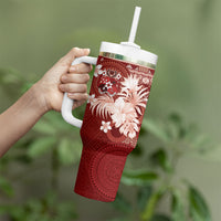 Tonga Ngatu Motifs Tumbler With Handle With Coat Of Arms Red