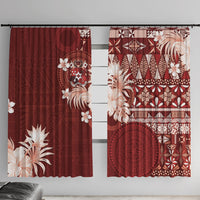 Tonga Ngatu Motifs Window Curtain With Coat Of Arms Red
