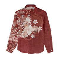 Tonga Ngatu Motifs Women Casual Shirt With Coat Of Arms Red