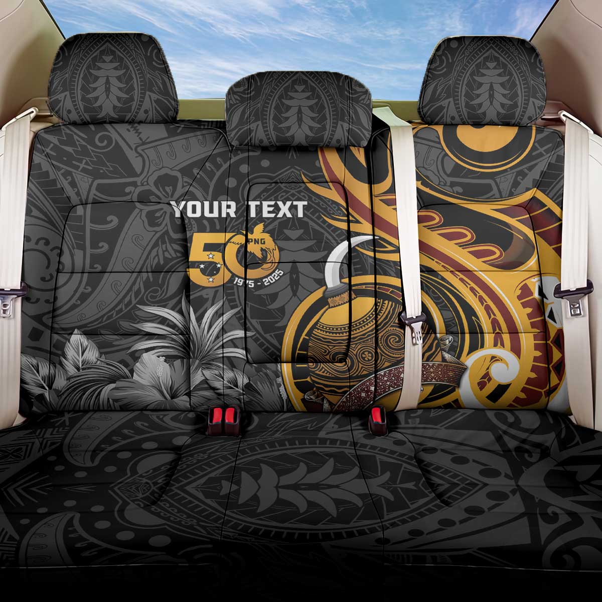 Personalised Papua New Guinea Back Car Seat Cover Happy 50th Independence Anniversary - Polynesian Pride
