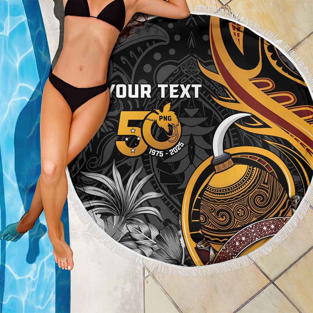 Personalised Papua New Guinea Beach Blanket Happy 50th Independence Anniversary - Polynesian Pride