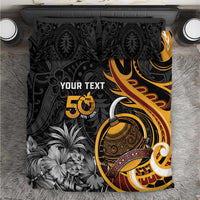 Personalised Papua New Guinea Bedding Set Happy 50th Independence Anniversary - Polynesian Pride