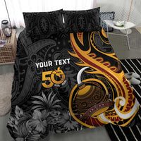 Personalised Papua New Guinea Bedding Set Happy 50th Independence Anniversary - Polynesian Pride
