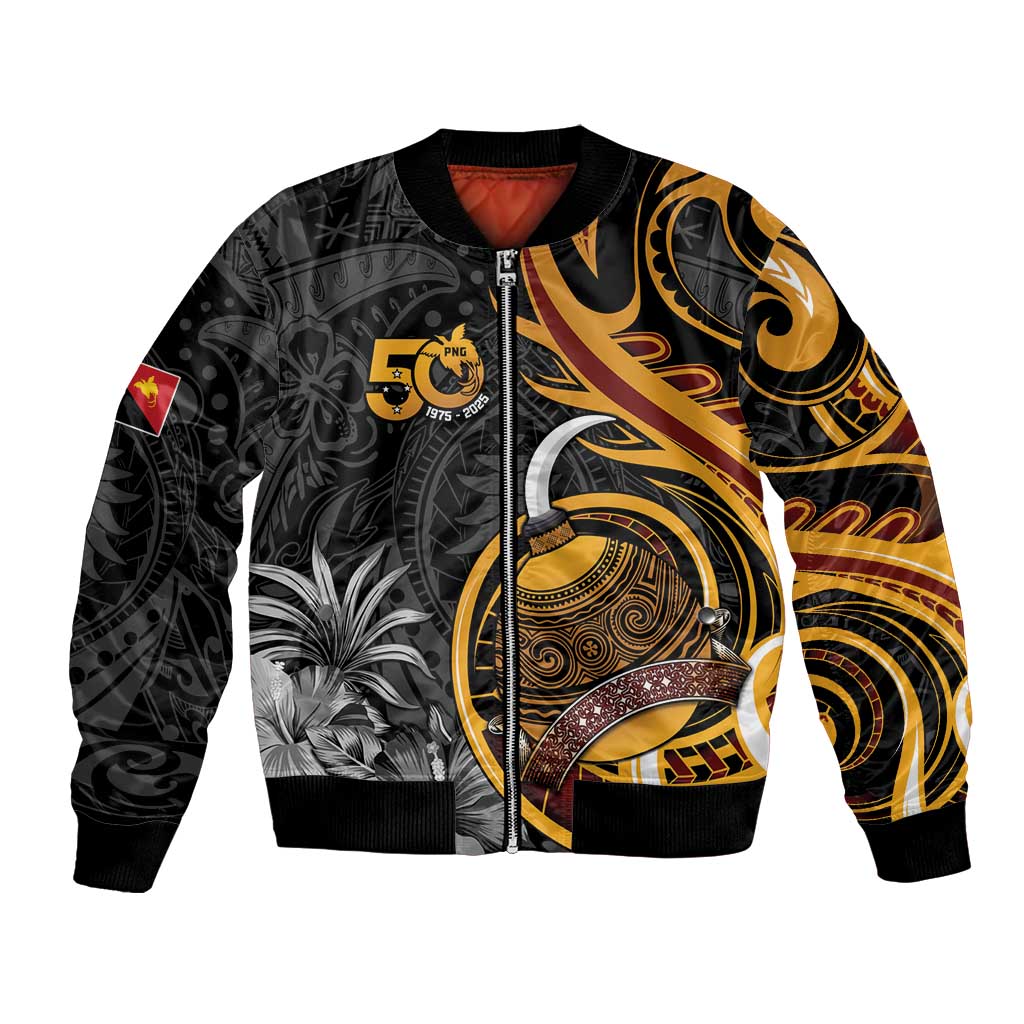 Personalised Papua New Guinea Bomber Jacket Happy 50th Independence Anniversary - Polynesian Pride