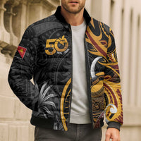 Papua New Guinea Bomber Puffer Jacket Happy 50th Independence Anniversary - Polynesian Pride
