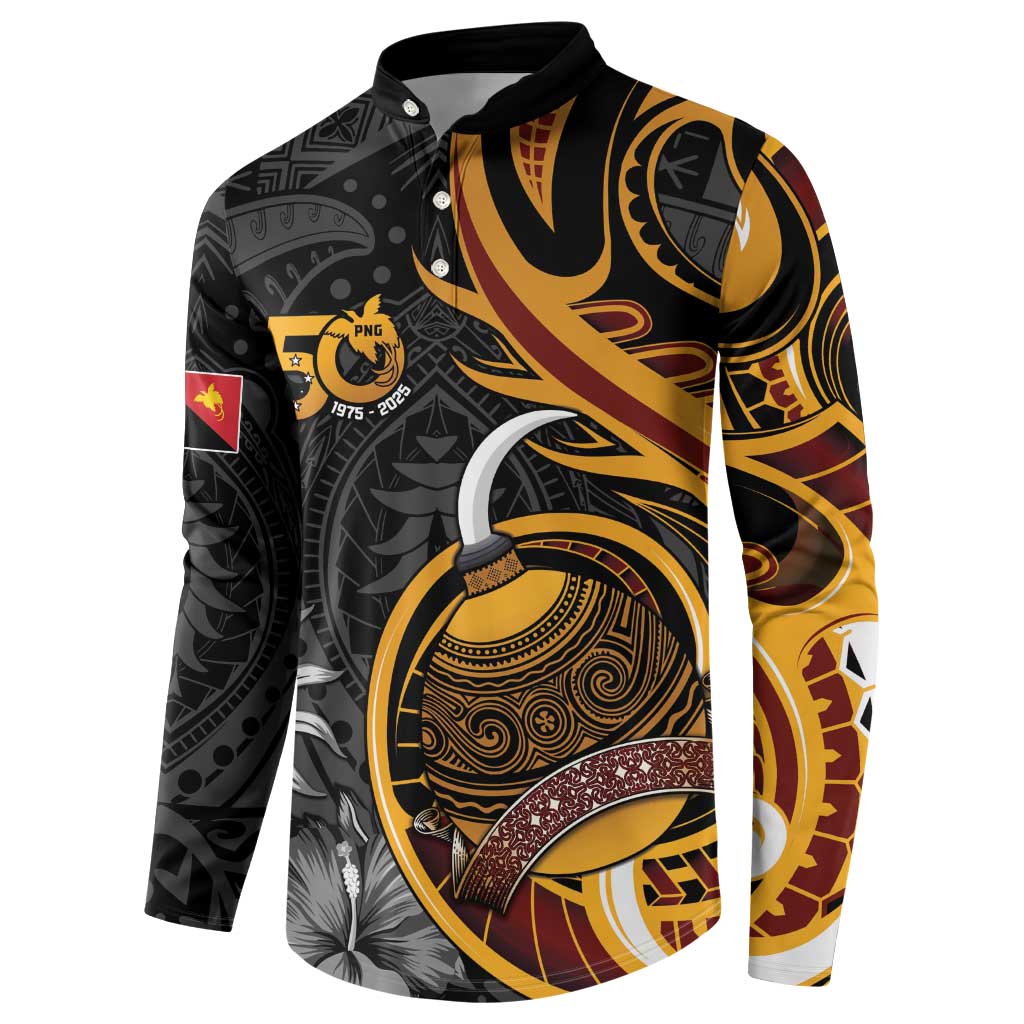 Personalised Papua New Guinea Button Sweatshirt Happy 50th Independence Anniversary - Polynesian Pride