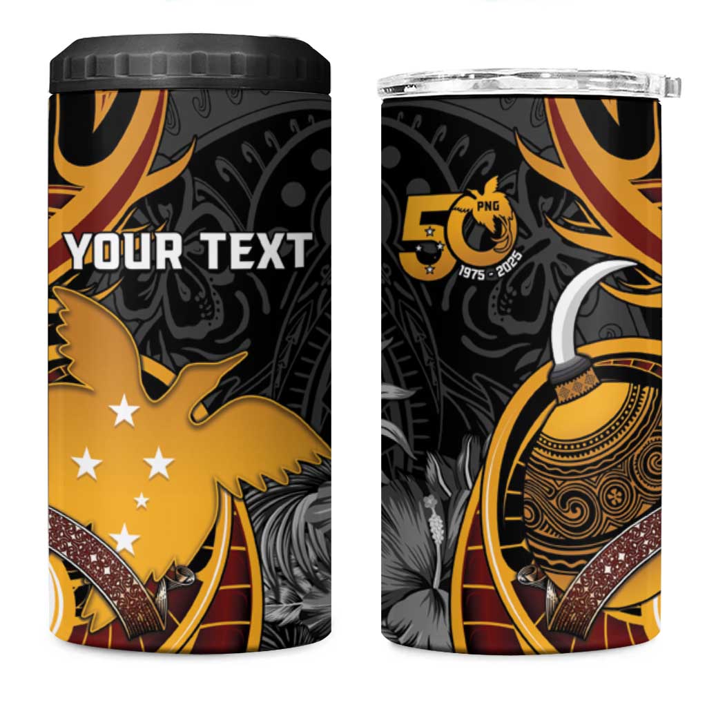 Personalised Papua New Guinea 4 in 1 Can Cooler Tumbler Happy 50th Independence Anniversary - Polynesian Pride