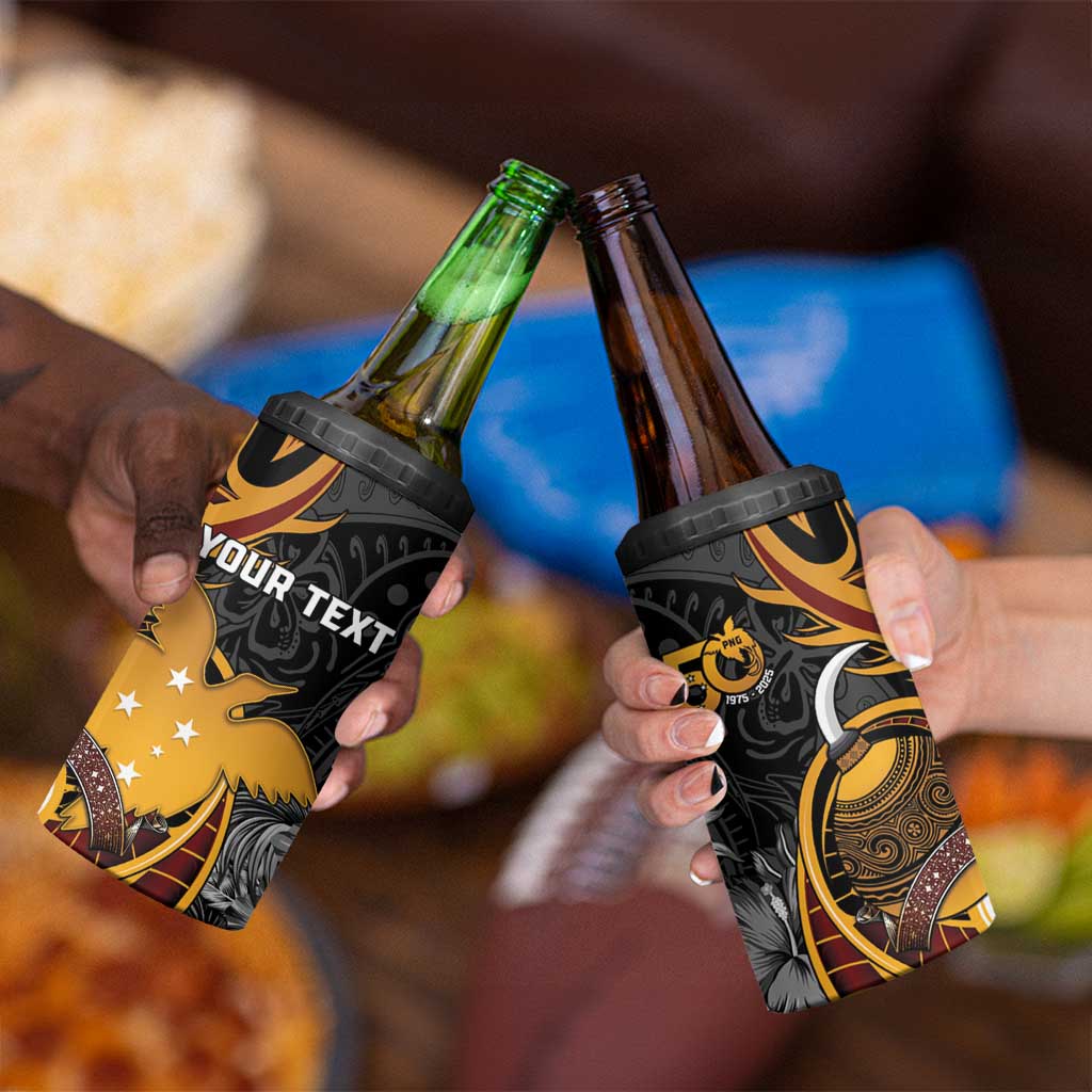 Personalised Papua New Guinea 4 in 1 Can Cooler Tumbler Happy 50th Independence Anniversary - Polynesian Pride