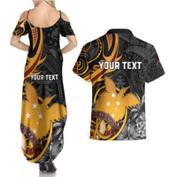 Personalised Papua New Guinea Couples Matching Summer Maxi Dress and Hawaiian Shirt Happy 50th Independence Anniversary - Polynesian Pride