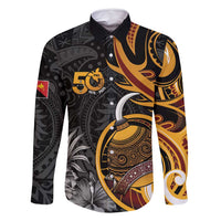 Personalised Papua New Guinea Family Matching Long Sleeve Bodycon Dress and Hawaiian Shirt Happy 50th Independence Anniversary - Polynesian Pride