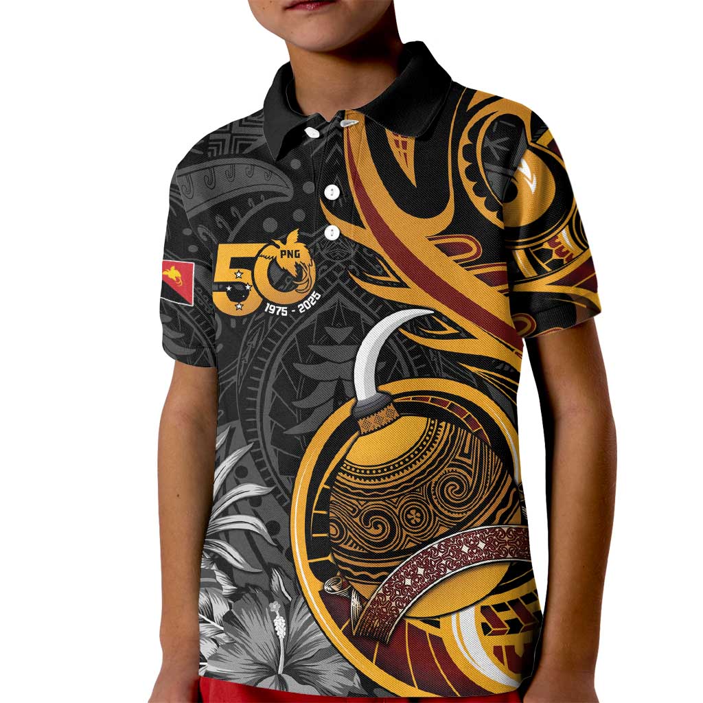 Personalised Papua New Guinea Kid Polo Shirt Happy 50th Independence Anniversary - Polynesian Pride