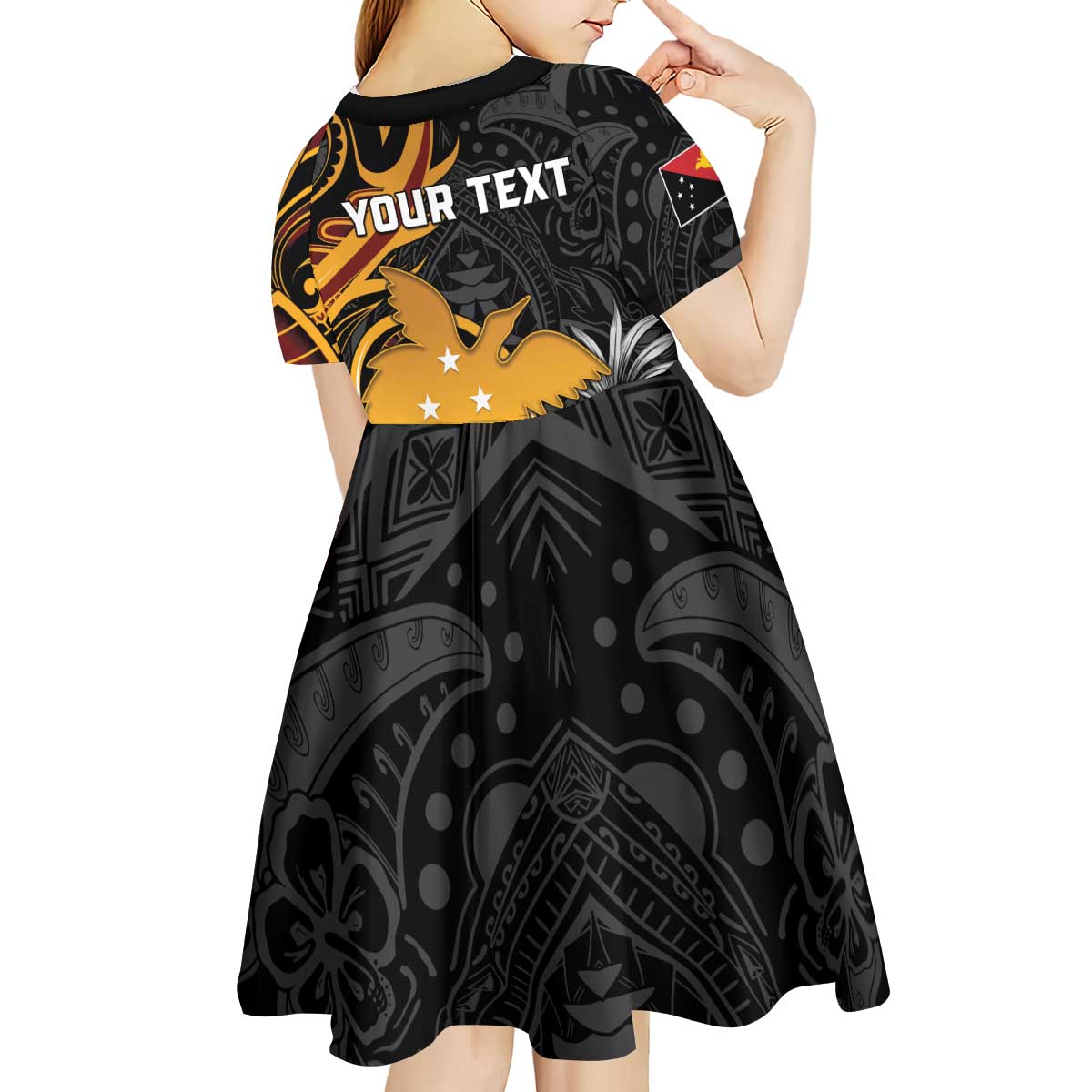 Personalised Papua New Guinea Kid Short Sleeve Dress Happy 50th Independence Anniversary - Polynesian Pride
