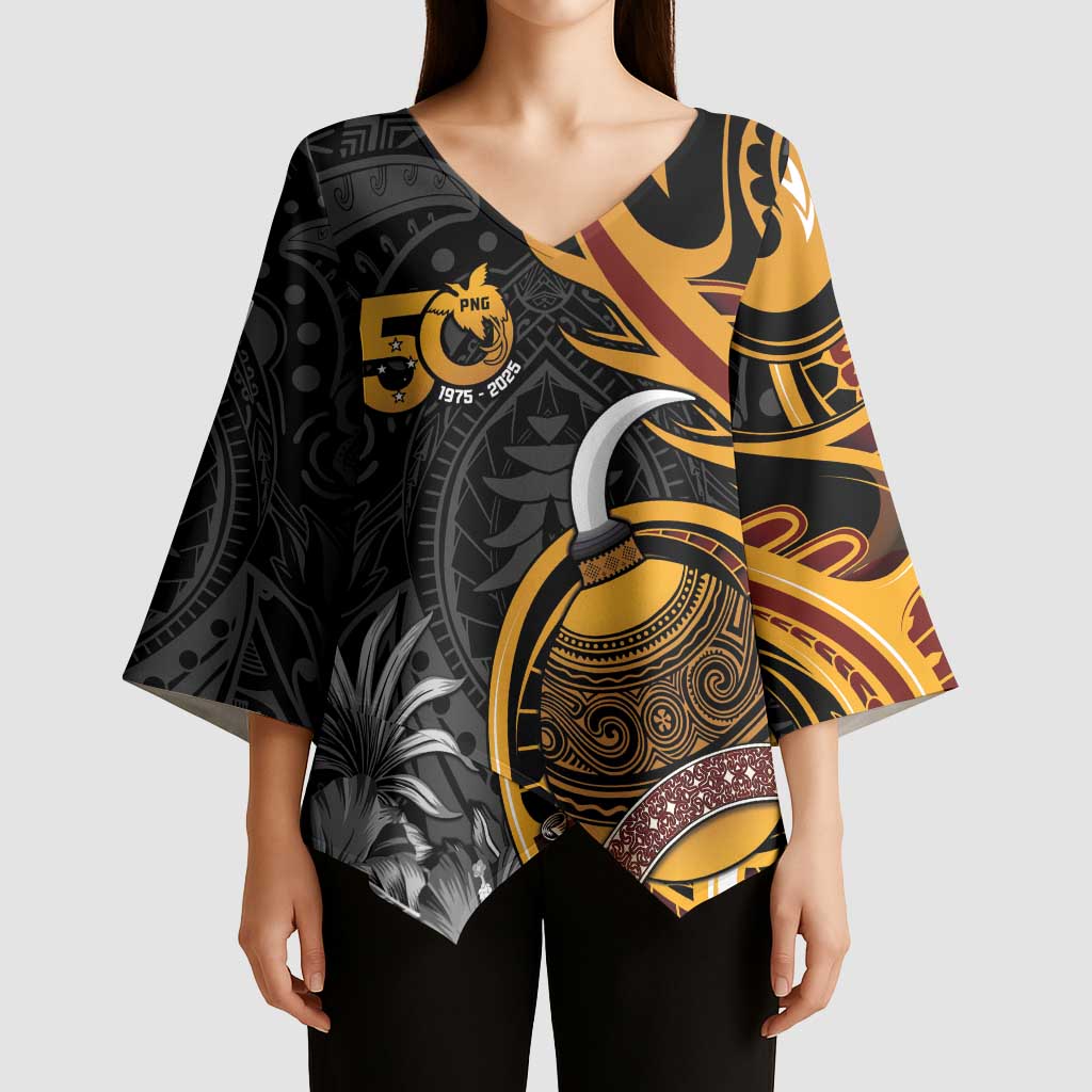 Papua New Guinea Kimono Sleeve Blouse Happy 50th Independence Anniversary - Polynesian Pride