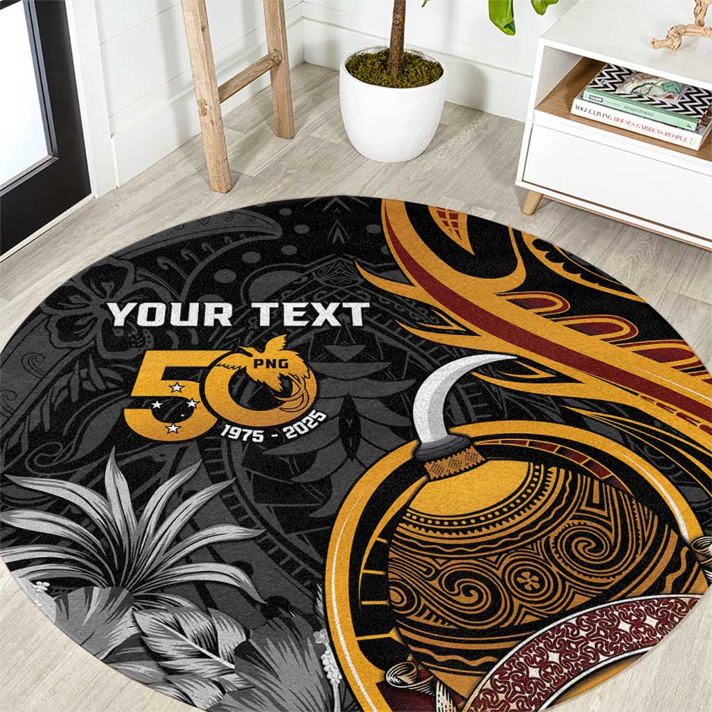 Personalised Papua New Guinea Round Carpet Happy 50th Independence Anniversary - Polynesian Pride