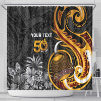 Personalised Papua New Guinea Shower Curtain Happy 50th Independence Anniversary - Polynesian Pride