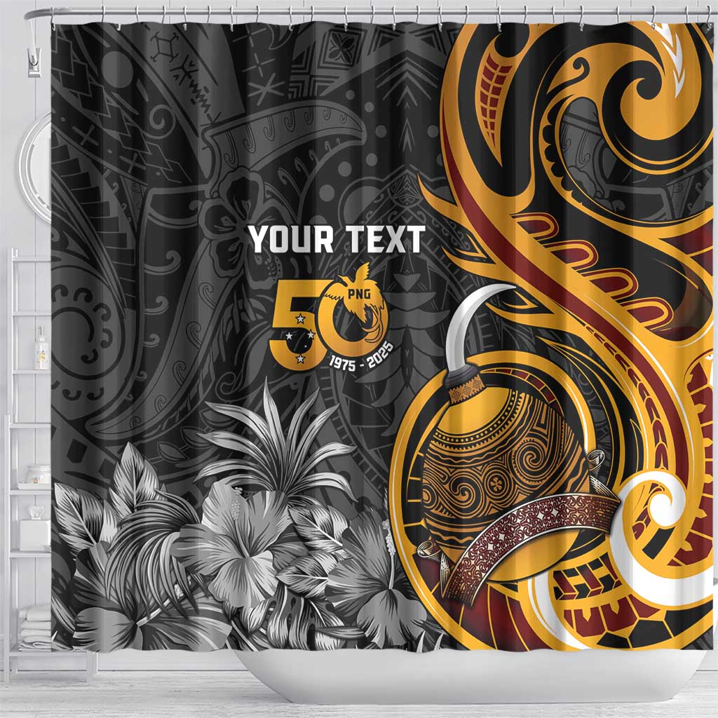 Personalised Papua New Guinea Shower Curtain Happy 50th Independence Anniversary - Polynesian Pride