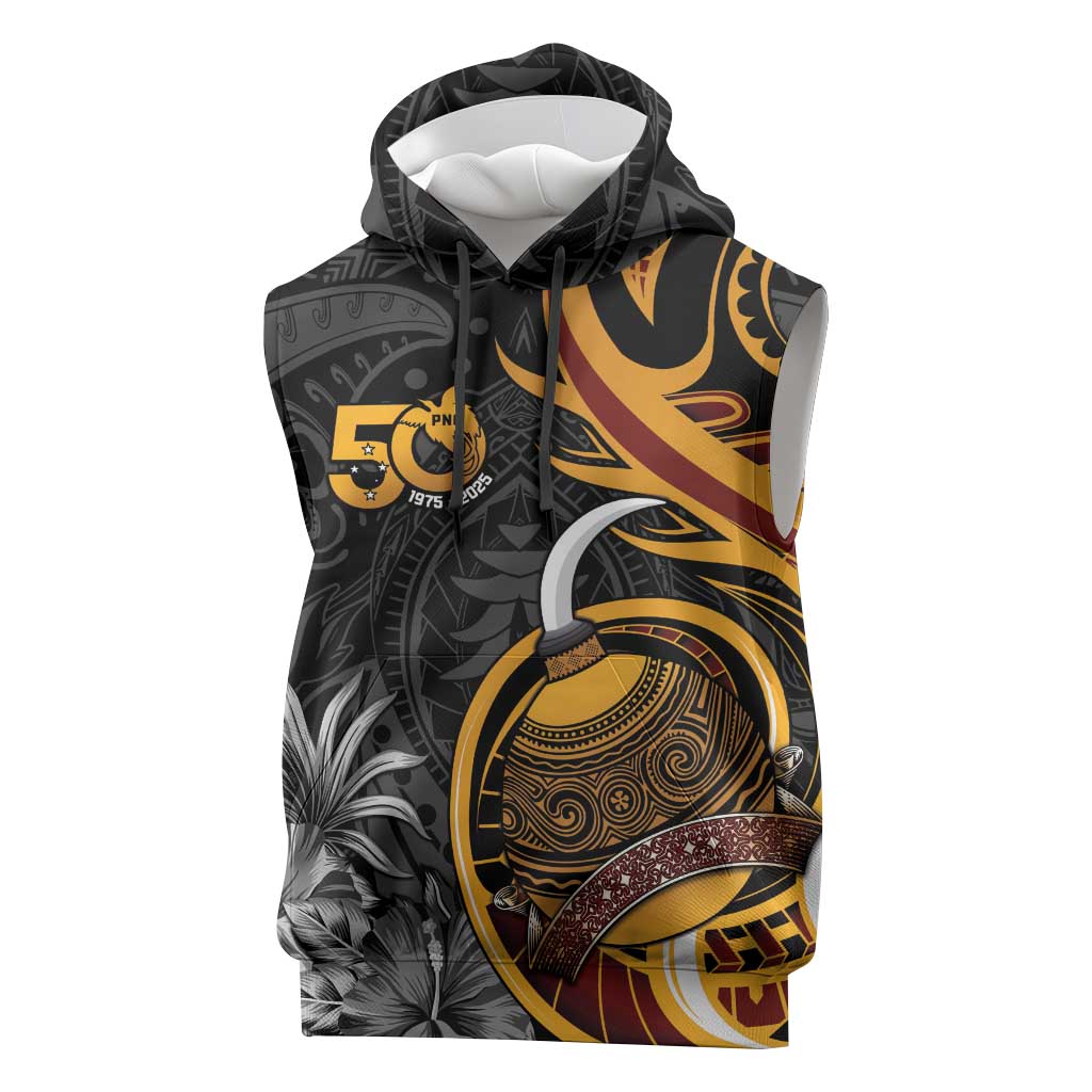 Papua New Guinea Sleeveless Hoodie Happy 50th Independence Anniversary - Polynesian Pride