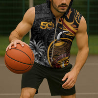 Papua New Guinea Sleeveless Zip Hoodie Happy 50th Independence Anniversary - Polynesian Pride